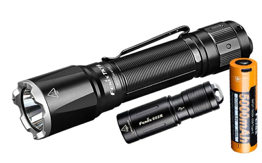 Tactical Flashlights * Fenix Tk16 V2 Rechargeable Flashlight With E02R Mini Light