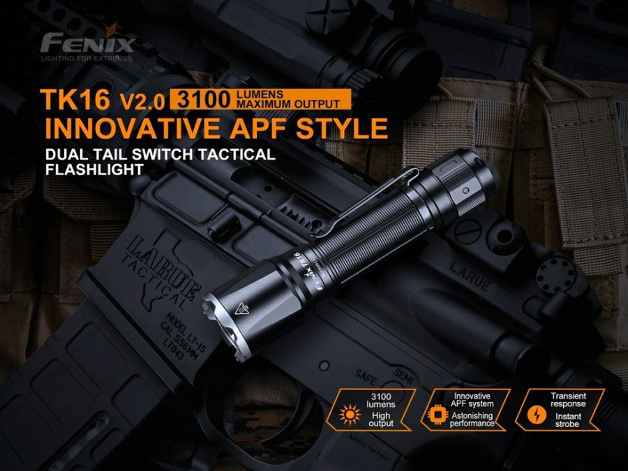 Tactical Flashlights * Fenix Tk16 V2 Rechargeable Flashlight With E02R Mini Light