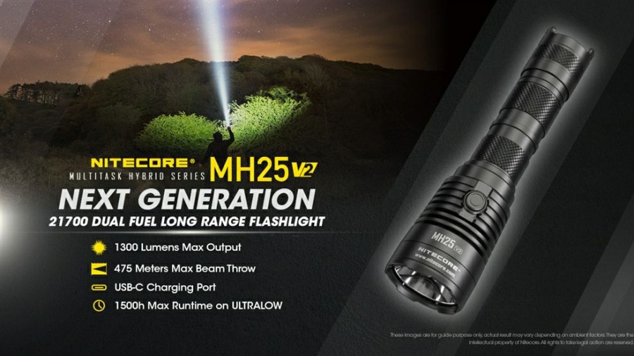 Rechargeable Flashlights * Nitecore Mh25 V2 1300 Lumen Usb-C Rechargeable Flashlight